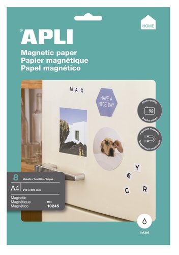Apli Papel Magnético Blanco DIN A4 para Impresoras Inkjet (8 Hojas)