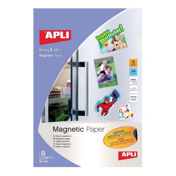 Apli Papel Magnético Blanco DIN A4 para Impresoras Inkjet (8 Hojas)
