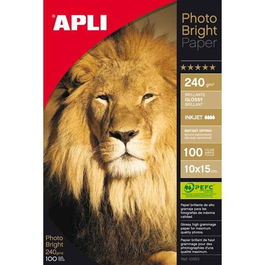 Apli Photo Bright Papel Fotográfico 10x15 cm Blanco Brillo 240 gr Inkjet Paquete 100 Hojas