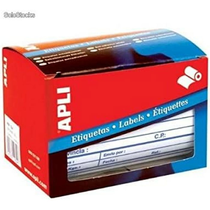 APLI Rollo de 200 Etiquetas de Envío Blanco sobre Azul 82x109 mm