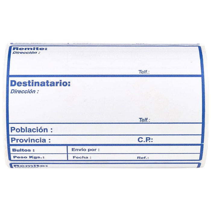 APLI Rollo de 200 Etiquetas de Envío Blanco sobre Azul 82x109 mm