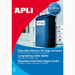 Apli Etiquetas Adhesivas 64,6x33,8 mm C-Rectos Poliéster Blanco 24 x 20H