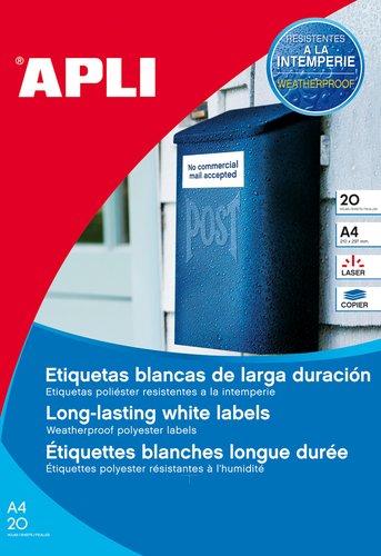 Apli Etiquetas de Poliéster Blanco Mate 64,6x33,8mm para Láser Apli Etiquetas de Poliéster Blanco Mate 64,6x33,8mm para Láser