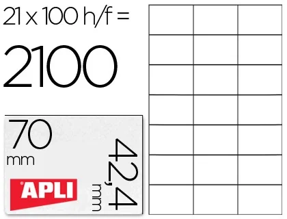 Apli Etiquetas Adhesivas 70x42,4mm Blanco 100 Hojas Apli Etiquetas Adhesivas 70x42,4mm Blanco 100 Hojas