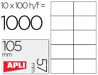 Apli Etiquetas Adhesivas 105x57mm Blanco 100 Hojas
