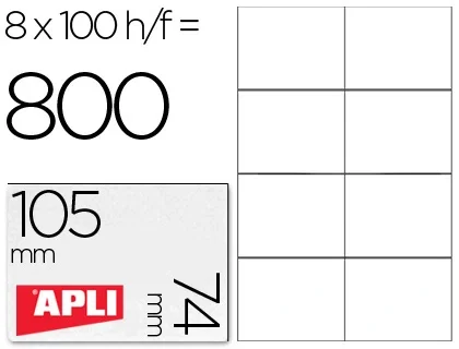 Apli Etiquetas Adhesivas Blancas 105x74mm para Inkjet/Láser Apli Etiquetas Adhesivas Blancas 105x74mm para Inkjet/Láser