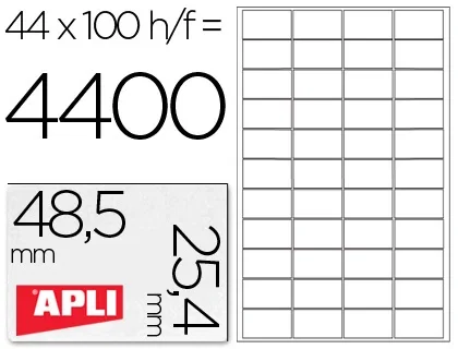 Apli Etiquetas Adhesivas Blancas 48,5x25,4mm 100 Hojas