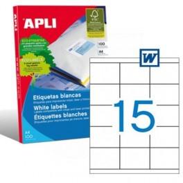 Apli Etiquetas Adhesivas 70x50,8 mm Inkjet-Láser C-Rectos 15 X 100H Blanco