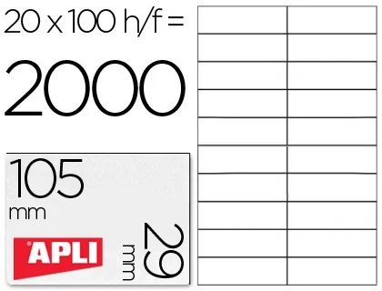 Apli Etiquetas Adhesivas 105x29mm Blancas Cantos Rectos