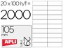 Apli Etiquetas Adhesivas 105x29mm Blancas Cantos Rectos