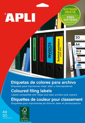 Apli Etiquetas Adhesivas Especial Archivo 190x61mm Azul