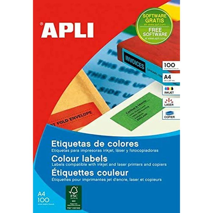 Apli Etiquetas Adhesivas 70x37mm Amarillo Fluorescente