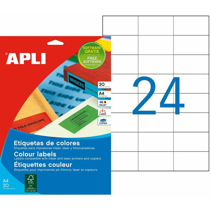 Apli Etiquetas Adhesivas Verdes 70x37mm Cantos Rectos