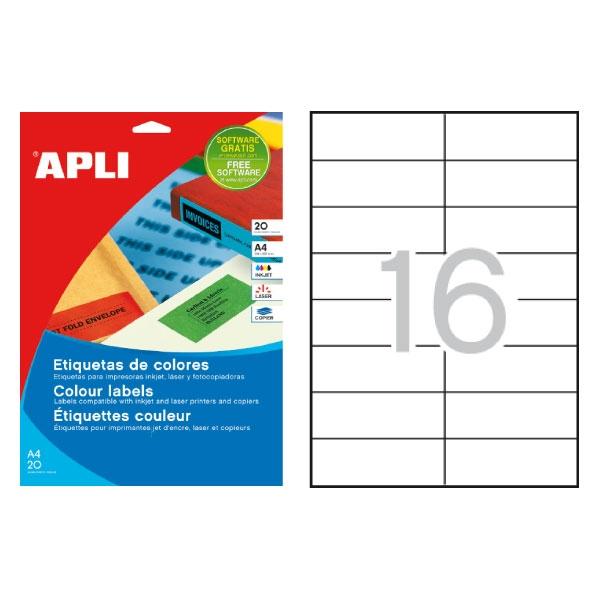 Apli Etiquetas Adhesivas Amarillo Fluorescente 105x37mm