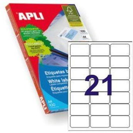 Apli Etiquetas Adhesivas C-Romos 21 X 100H 63,5x38,1 mm Inkjet-Láser Blanco
