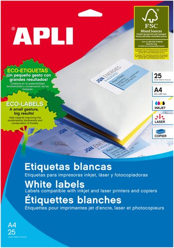 Apli Etiquetas Adhesivas Blancas Cantos Romos 63,5x46,6mm Apli Etiquetas Adhesivas Blancas Cantos Romos 63,5x46,6mm