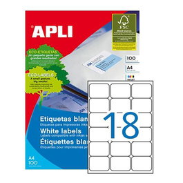 Apli Etiquetas Adhesivas 63.5x46.6 mm Cantos Romos Inkjet-Láser C-Romos 18x100H Blanco