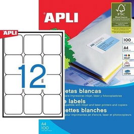 Apli Etiquetas Adhesivas 63.5x72 mm C-Romos Inkjet-Láser Blanco 12 x 100 Hojas