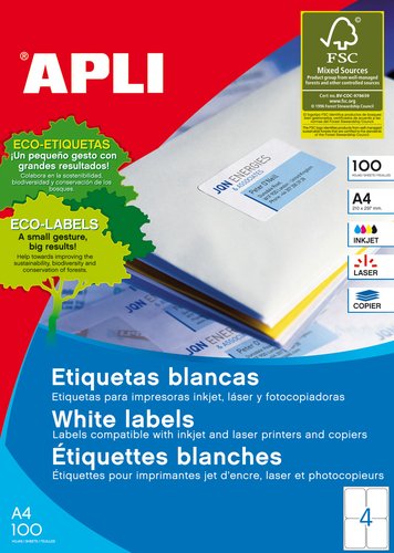 Apli Etiquetas Autoadhesivas Blancas Cantos Romos 99,1x139mm