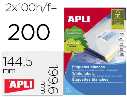 Apli Etiquetas Adhesivas Blancas Cantos Romos 199,6x144,5mm