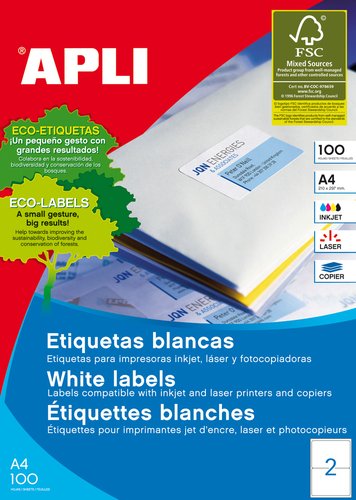 Apli Etiquetas Adhesivas Blancas Cantos Romos 199,6x144,5mm