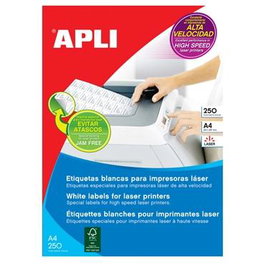 Apli Etiquetas Adhesivas 105x37 mm C-Rectos 16 Láser Blanco 250 Hojas