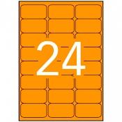 Apli C-Romos 24 X 20H Etiquetas Adhesivas 64x33,9 mm Naranja Fluorescente Cantos Romos Láser