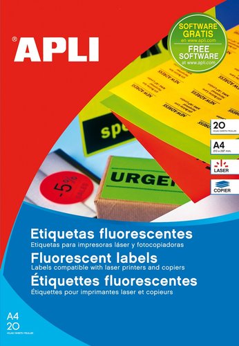 Apli Etiquetas Adhesivas Verde Fluorescente Cantos Romos 64x33,9 mm