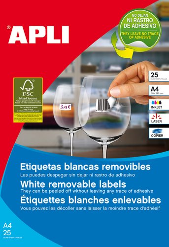 Apli Etiquetas Removibles 36,8x23,8mm Blanco (100 Hojas) Apli Etiquetas Removibles 36,8x23,8mm Blanco (100 Hojas)
