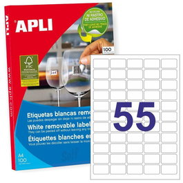 Apli Etiquetas Removibles C-Romos 55 X 100H 36,8x23,8 mm Inkjet-Láser Blanco Adhesivo