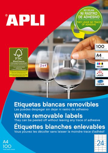 Apli Etiquetas Removibles Blancas 64,6 x 33,8 mm (2.400 unidades)