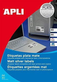 Apli Etiquetas Adhesivas Metalizadas C-Romos 45,7x21,2 mm Láser Plateadas 960 Etiquetas