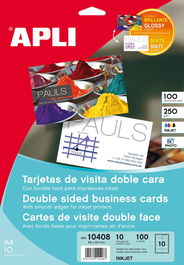 Apli Tarjetas de Visita Doble Cara Blancas para Inkjet, Láser y Fotocopiadoras - Microperforadas 250 gr - 210 x 297 mm