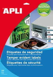 Apli 11272 Etiquetas de Seguridad Poliéster Plata 45,7 x 21,2mm A4 Paquete 10 Hojas (480 Etiquetas)
