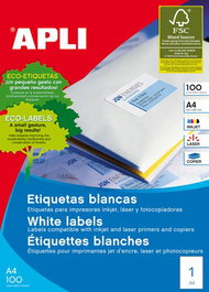 APLI Etiquetas Adhesivas Blancas A3 297x420 mm 100 Hojas