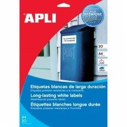 Apli Etiquetas Adhesivas Resistentes Intemperie C-Rectos 210x297 mm Láser Poliéster Blanco Mate 100H
