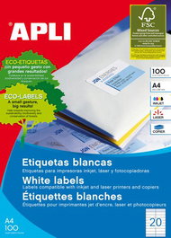 Etiquetas Adh.Impr.Apli A4 Blanca C.Rectos Caja 100H 105X 28,75 Mm -1.600 Uds.- Y 105X33,5 Mm -400 Uds.-(12330)
