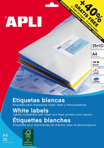 Apli Etiquetas Adhesivas Circulares Ø40mm Blanco Apli Etiquetas Adhesivas Circulares Ø40mm Blanco