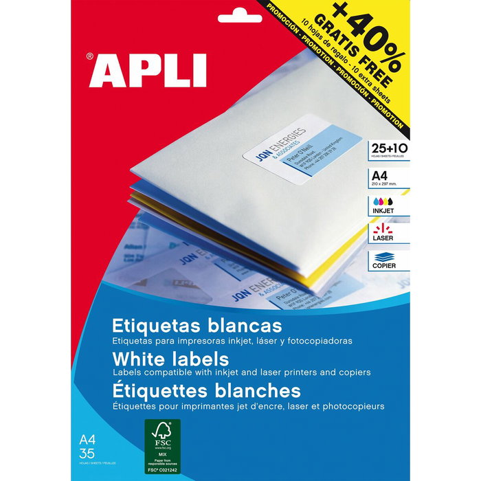 Apli Etiquetas Adhesivas Circulares Ø40mm Blanco Apli Etiquetas Adhesivas Circulares Ø40mm Blanco