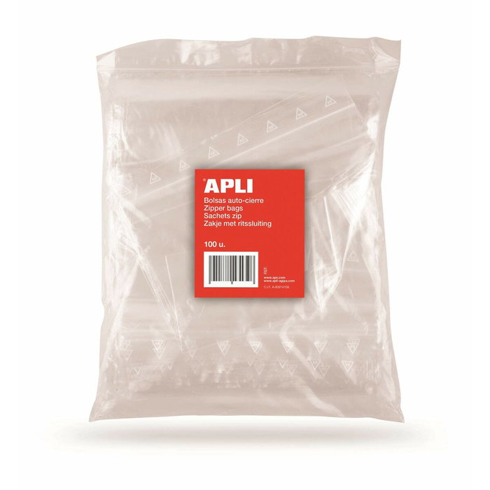 Apli Bolsas de Autocierre Transparentes 250 x 350 mm, Pack 100 Ud Apli Bolsas de Autocierre Transparentes 250 x 350 mm, Pack 100 Ud