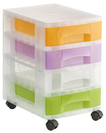 Torre De Almacenaje Con Ruedas 4 Cajones Traslucidos Surtidos