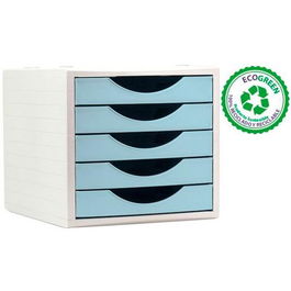 Archivo 2000 Módulo Organizador Ecogreen 5 Cajones 340x270x260 Reciclado Azul Pastel Sobremesa