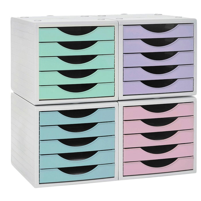 Archivo 2000 Módulo Organizador Ecogreen Archivotec 5 Cajones Azul Pastel