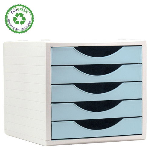 Archivo 2000 Módulo Organizador Ecogreen Archivotec 5 Cajones Azul Pastel