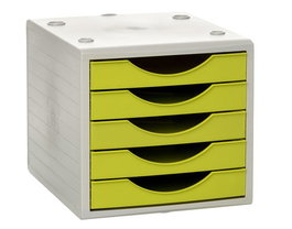 Modulo 5 Cajones Archivotec Gris/Kiwi