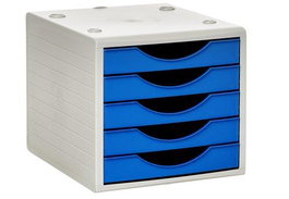 Archivo 2000 Módulo Archivotec de 5 Cajones para Formato Din A4, Fólio y Subcarpeta 340x270x260 mm - Lagoon