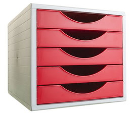 Archivo 2000 Módulo Archivotec 5 Cajones, Válido Para Formato Din A4, Fólio Y Subcarpeta, 340x270x260 mm, Rojo