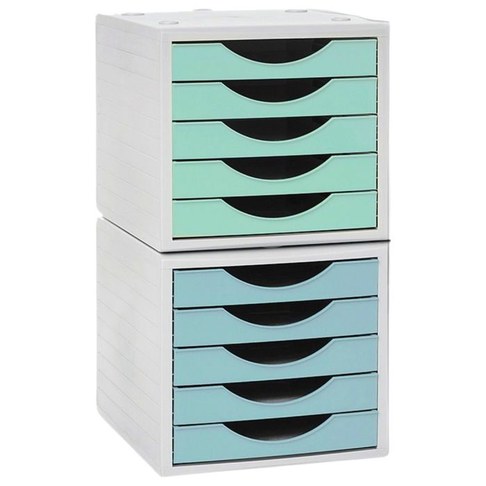 Modulo 5 Cajones Archivo 2000 Archivotec Verde Pastel