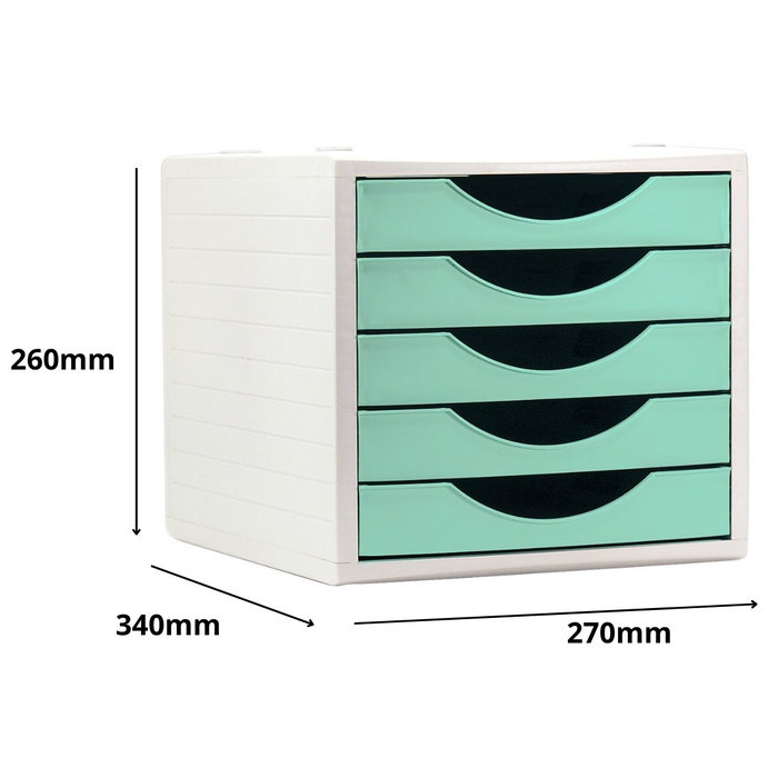 Modulo 5 Cajones Archivo 2000 Archivotec Verde Pastel