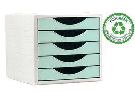 Archivo 2000 Módulo Organizador Ecogreen Sobremesa 5 Cajones 340x270x260mm Reciclado Verde Pastel